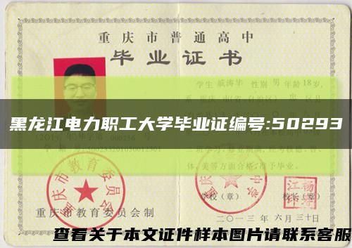 黑龙江电力职工大学毕业证编号:50293缩略图