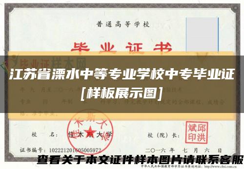 江苏省溧水中等专业学校中专毕业证
[样板展示图]缩略图