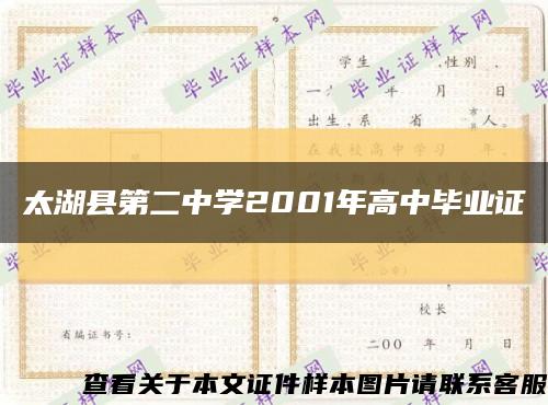 太湖县第二中学2001年高中毕业证缩略图