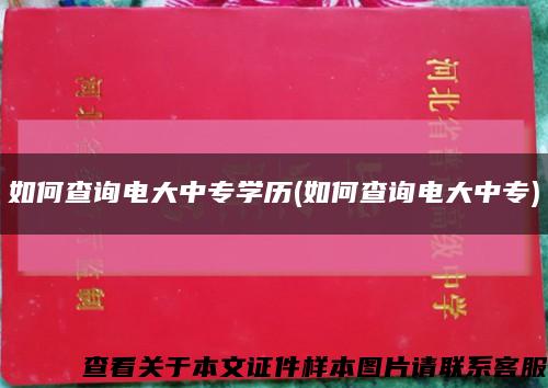 如何查询电大中专学历(如何查询电大中专)缩略图