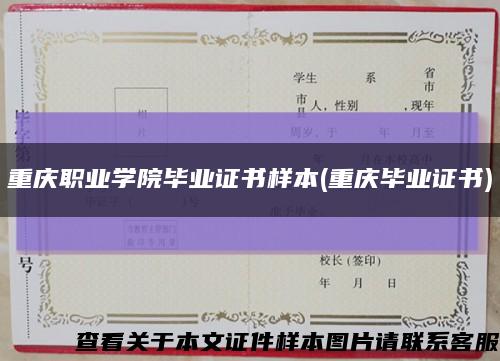 重庆职业学院毕业证书样本(重庆毕业证书)缩略图