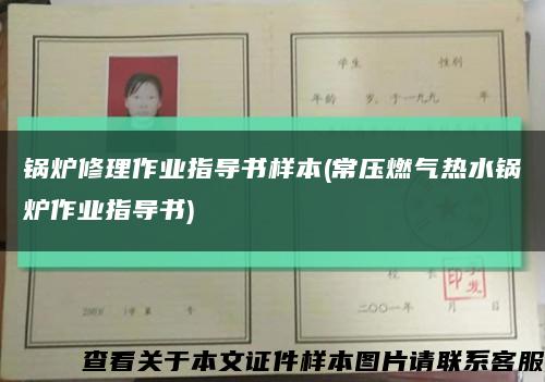 锅炉修理作业指导书样本(常压燃气热水锅炉作业指导书)缩略图