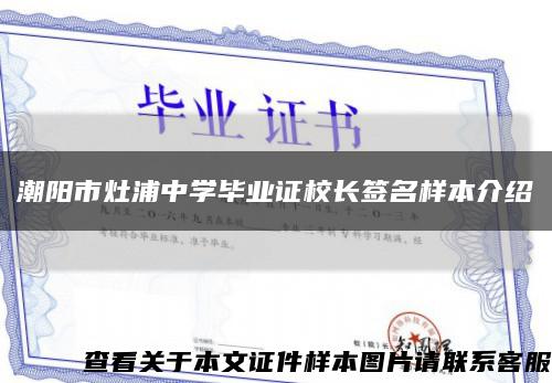 潮阳市灶浦中学毕业证校长签名样本介绍缩略图