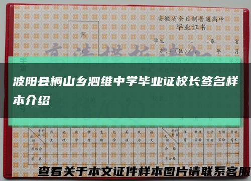 波阳县桐山乡泗维中学毕业证校长签名样本介绍缩略图