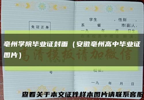 亳州学院毕业证封面（安徽亳州高中毕业证图片）缩略图