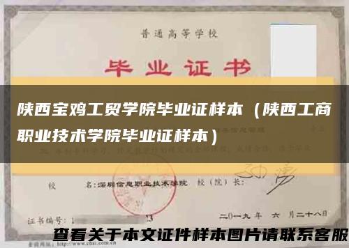 陕西宝鸡工贸学院毕业证样本（陕西工商职业技术学院毕业证样本）缩略图