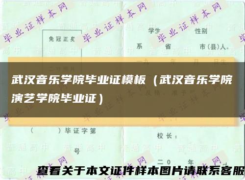 武汉音乐学院毕业证模板（武汉音乐学院演艺学院毕业证）缩略图