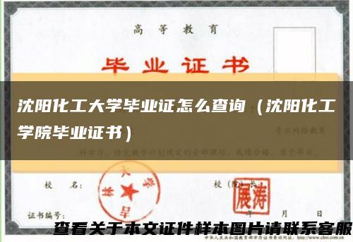 沈阳化工大学毕业证怎么查询（沈阳化工学院毕业证书）缩略图