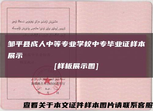 邹平县成人中等专业学校中专毕业证样本展示
[样板展示图]缩略图