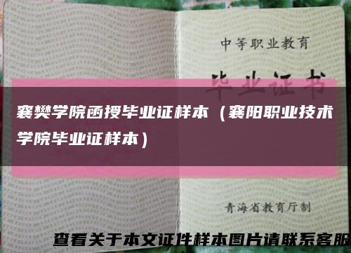襄樊学院函授毕业证样本（襄阳职业技术学院毕业证样本）缩略图