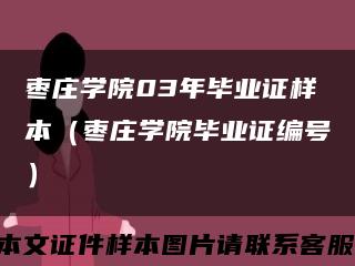 枣庄学院03年毕业证样本（枣庄学院毕业证编号）缩略图