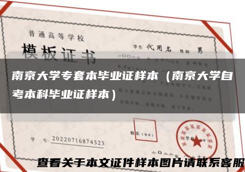 南京大学专套本毕业证样本（南京大学自考本科毕业证样本）缩略图