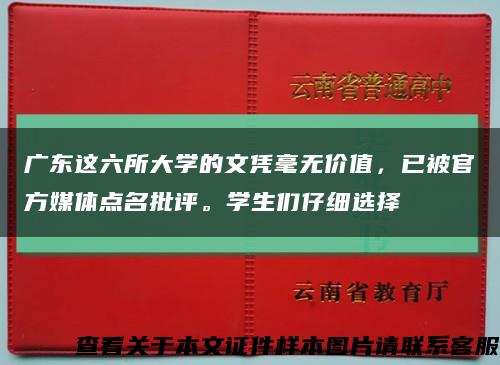 广东这六所大学的文凭毫无价值，已被官方媒体点名批评。学生们仔细选择缩略图