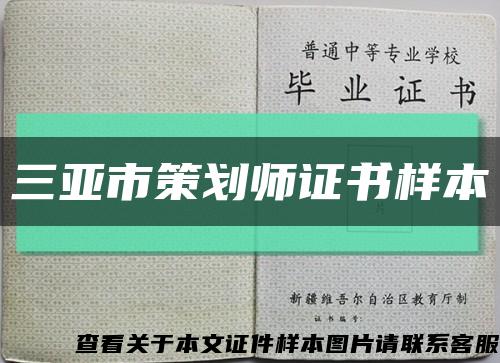 三亚市策划师证书样本缩略图
