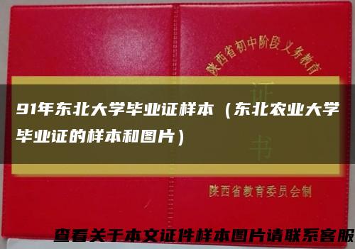 91年东北大学毕业证样本（东北农业大学毕业证的样本和图片）缩略图