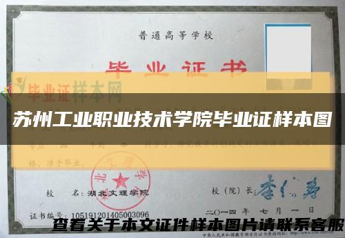 苏州工业职业技术学院毕业证样本图缩略图