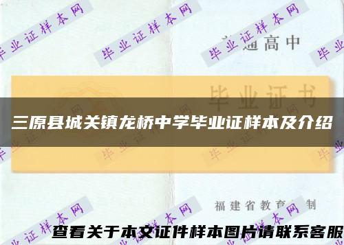 三原县城关镇龙桥中学毕业证样本及介绍缩略图