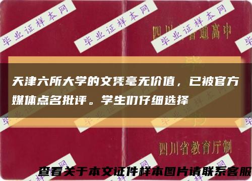 天津六所大学的文凭毫无价值，已被官方媒体点名批评。学生们仔细选择缩略图