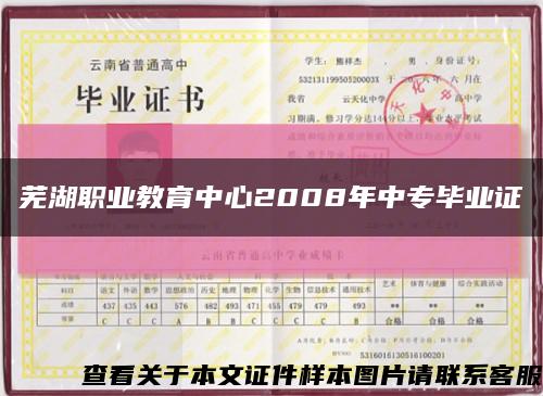 芜湖职业教育中心2008年中专毕业证缩略图