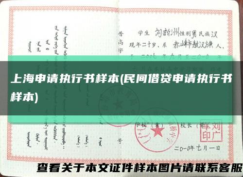 上海申请执行书样本(民间借贷申请执行书样本)缩略图