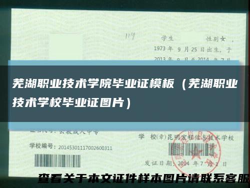 芜湖职业技术学院毕业证模板（芜湖职业技术学校毕业证图片）缩略图