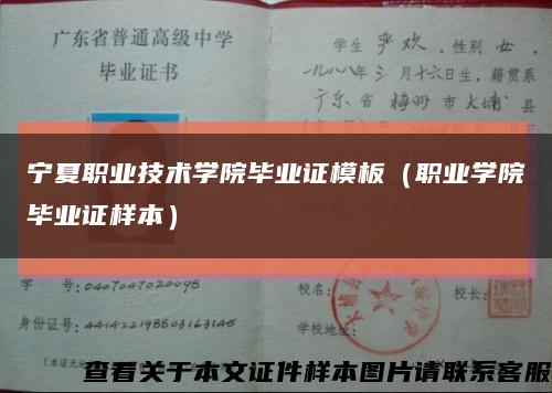 宁夏职业技术学院毕业证模板（职业学院毕业证样本）缩略图