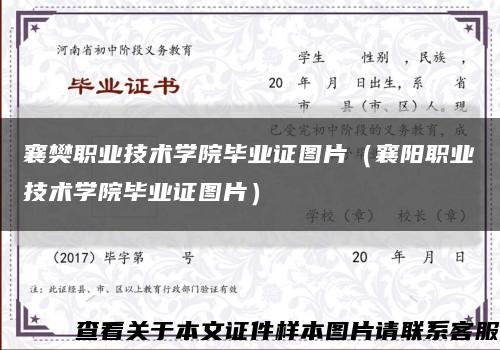 襄樊职业技术学院毕业证图片（襄阳职业技术学院毕业证图片）缩略图