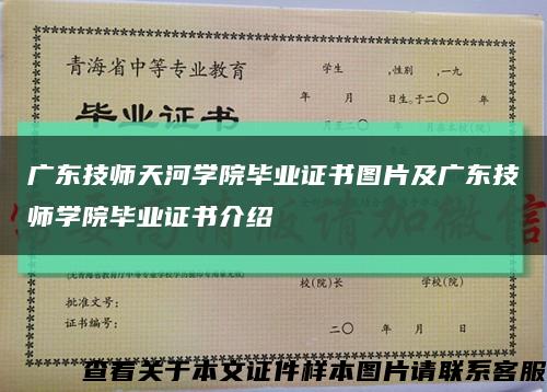 广东技师天河学院毕业证书图片及广东技师学院毕业证书介绍缩略图