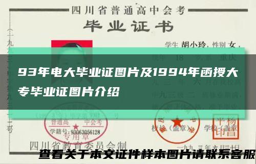 93年电大毕业证图片及1994年函授大专毕业证图片介绍缩略图