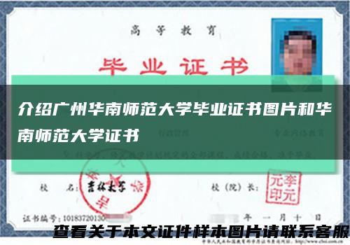 介绍广州华南师范大学毕业证书图片和华南师范大学证书缩略图