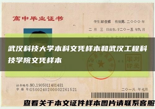 武汉科技大学本科文凭样本和武汉工程科技学院文凭样本缩略图