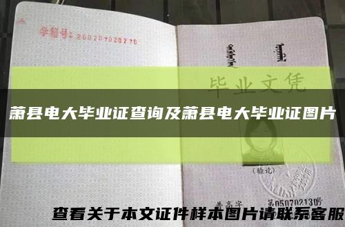 萧县电大毕业证查询及萧县电大毕业证图片缩略图