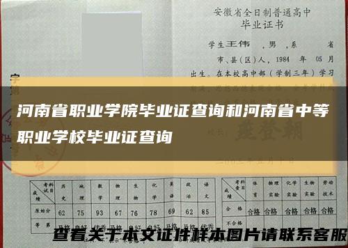 河南省职业学院毕业证查询和河南省中等职业学校毕业证查询缩略图