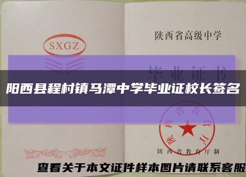 阳西县程村镇马潭中学毕业证校长签名缩略图