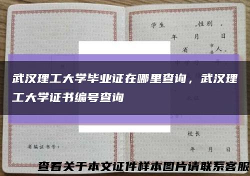 武汉理工大学毕业证在哪里查询，武汉理工大学证书编号查询缩略图
