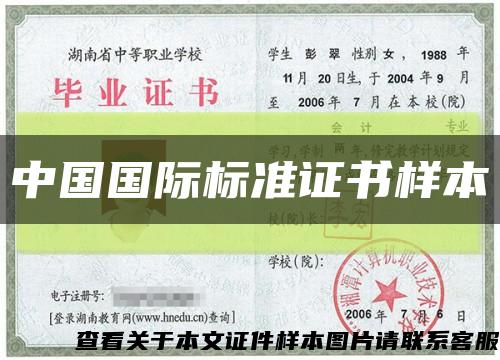 中国国际标准证书样本缩略图