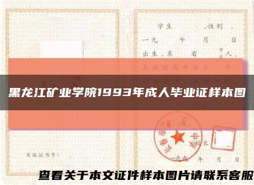 黑龙江矿业学院1993年成人毕业证样本图缩略图