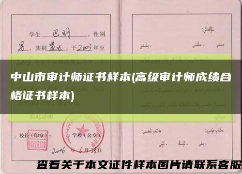 中山市审计师证书样本(高级审计师成绩合格证书样本)缩略图