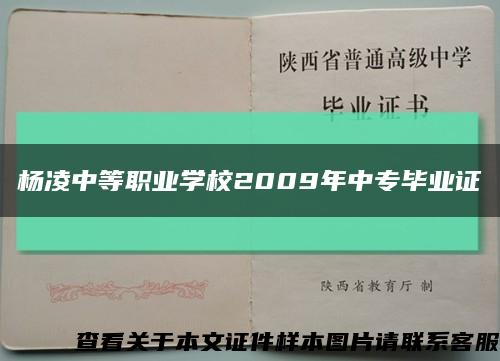 杨凌中等职业学校2009年中专毕业证缩略图