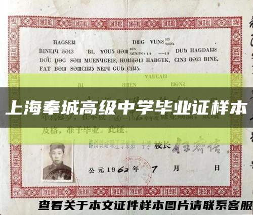 上海奉城高级中学毕业证样本缩略图