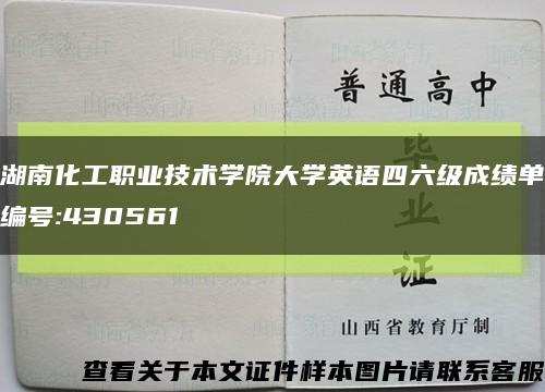 湖南化工职业技术学院大学英语四六级成绩单编号:430561缩略图