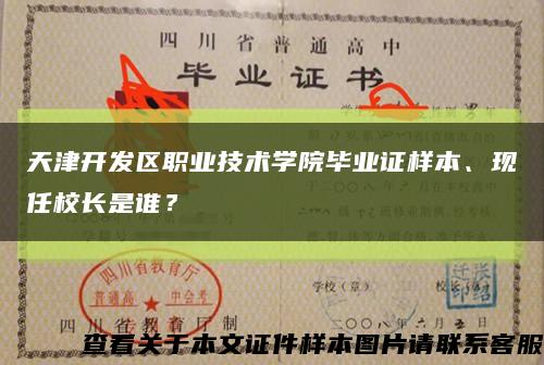 天津开发区职业技术学院毕业证样本、现任校长是谁？缩略图