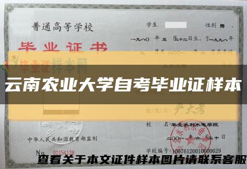 云南农业大学自考毕业证样本缩略图