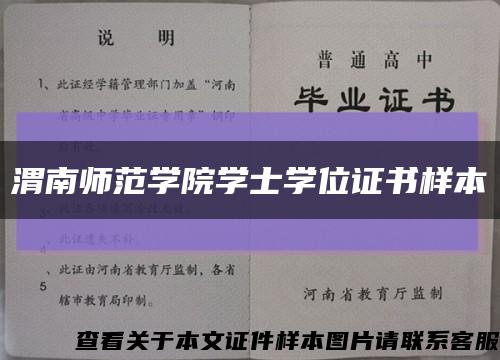 渭南师范学院学士学位证书样本缩略图