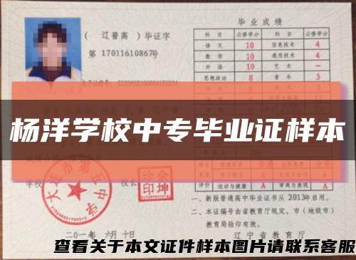 杨洋学校中专毕业证样本缩略图