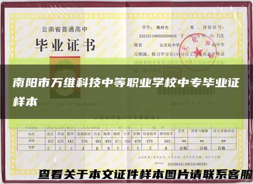 南阳市万维科技中等职业学校中专毕业证样本缩略图