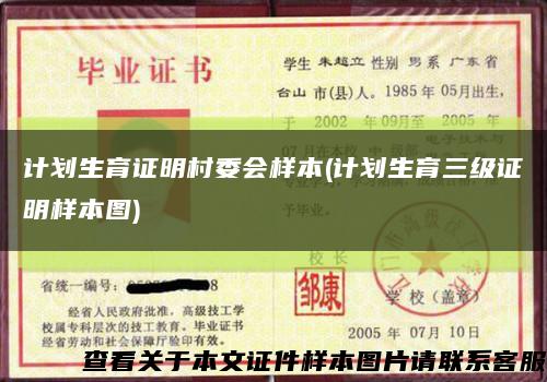 计划生育证明村委会样本(计划生育三级证明样本图)缩略图