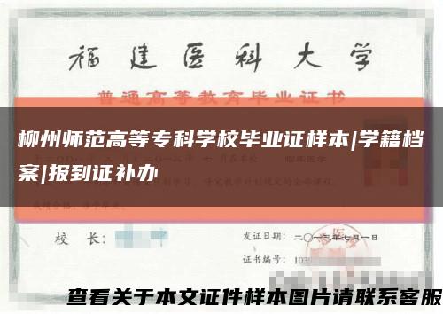 柳州师范高等专科学校毕业证样本|学籍档案|报到证补办缩略图