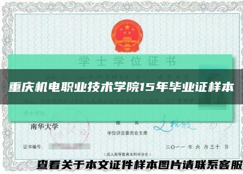 重庆机电职业技术学院15年毕业证样本缩略图