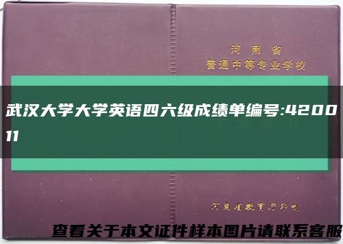 武汉大学大学英语四六级成绩单编号:420011缩略图